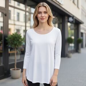 JM Collection 3/4-Sleeve Scoop Neck Top Sz Small Versatile Blouse Minimalist New